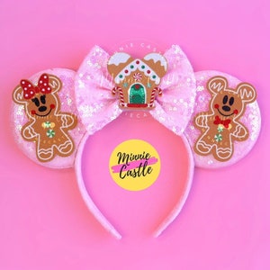 Christmas Gingerbread Mickey Ears, Christmas Mickey Ears, Pink Gingerbread Minnie Ears, Christmas Ears,  Minnie Ears, Gingerbread Mouse Ears