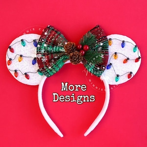 Christmas Lights balls Ears, Mickey Ear, Holiday Minnie Headband, Christmas Gift for Girls, Kids and Adults, Holly Berry with Corn Accents