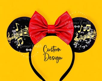 Music Note Mouse Ears, Mickey Ears, Marching Band Musical Minnie Ears, Festival of the Arts Headband, Music Teacher Gift