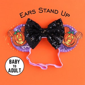 Mickey Ears Halloween, Pumpkin Mouse Ears, Women Adult Pumpkin Mickey Ears, Halloween Ears,  Orange Minnie Ears with Elastic Headband