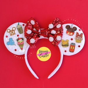 Mickey & Minnie Snacks Mouse Ears Headband, Donut Mickey Ears, Magical Snacks Mouse Ears for Disney Fan Gift, Mouse Ears Headband