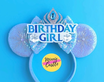 Elsa Birthday Ears, Birthday Ears, Elsa Mickey Ears, Mickey Ears, Princess Crown Birthday Ears, Minnie Ears, Frozen Mouse Ears Headband