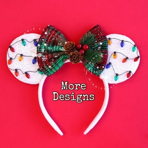 Christmas Lights balls Ears, Mickey Ear, Holiday Minnie Headband, Christmas Gift for Girls, Kids and Adults, Holly Berry with Corn Accents