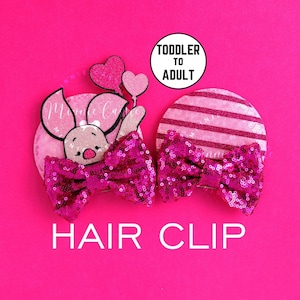 Pink Pig Mickey Ears, Mickey Ears Hair Clips, Minnie Ears, Honey Pooh Bear Mickey Ears, Mickey Ears, Minnie Hair Clips, Mouse Hair Clips