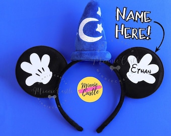 Sorcerer Mickey Ears Boy Mouse Ears With Name Mickey Ears Boy Mickey Ears Hat Mouse Ears Headband Personalized Mickey Ears Etsy UK