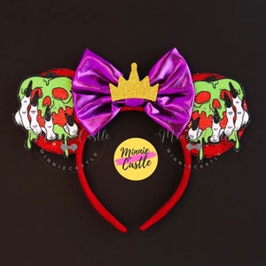 Evil Poisoned Apple Mickey Ears, Evil Mouse Ears, Mickey Ears, Halloween Ears, Minnie Ears, Snow Queen Mouse ears, Mouse Ear Headband