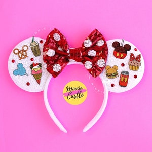 Donut Mickey Ears & Snacks Minnie Headband, Snacks Mickey Ears, Minnie Donut Ears Headband, Mouse Ears Snacks Theme, Mouse Ears Headband