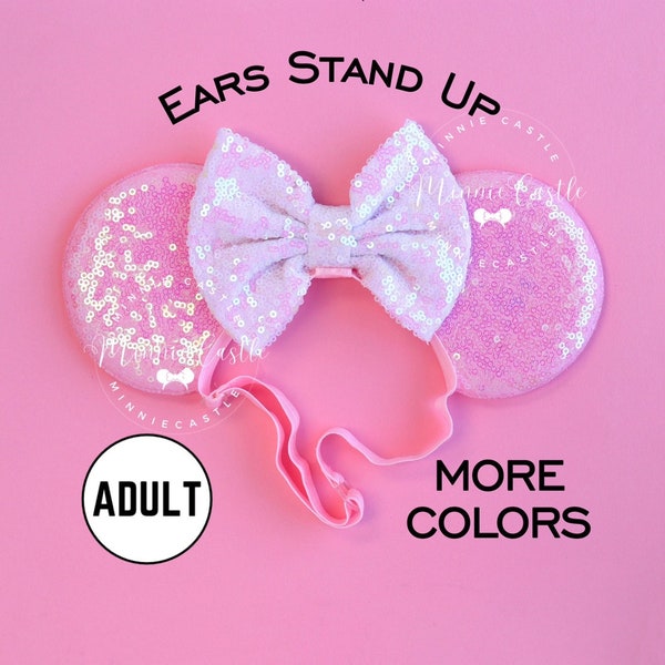 Minnie Ears, Candy Pink Mickey Ears, Women Adult Mouse Ears, Mickey Ears, Mouse Ears Elastic Headband, Comfortable Minnie Ears
