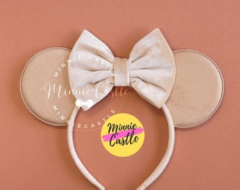 Mickey Ears, Beige Mickey Ears, Velvet Mouse Ears, Minnie Ears, Mouse Ears Headband, Mickey Ears, Beige Ears, Mickey Ears, Minnie Ears