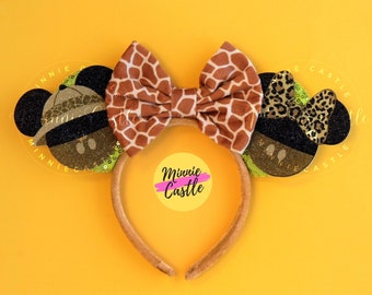 Safari Mickey Ears, Safari Giraffe Mouse Ears, Animal Kingdom Mickey Ears, Cheetah Minnie Ears, Minnie Ears, Leopard Mouse Ears Headband