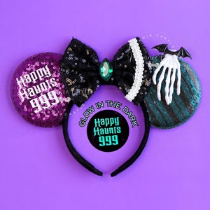 Haunted Mickey Ears, Halloween-muisoren, Halloween-oren, Happy Haunts-minnieoren, Halloween-minnieoren, Mickey-oren, hoofdband muizenoren