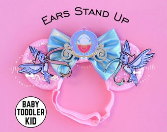 Cinderell Mickey Ears, Cinderell Birds Mickey Ears, Baby Toddler Minnie Ears, Princess Mouse ears, Mickey Ears Elastic Headband, Minnie Ears