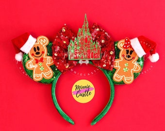 Christmas Gingerbread Mickey Ears, Christmas Castle Ears, Mickey Ears, Gingerbread Minnie Ears , Christmas Minnie Ears, Mouse Ears Headband