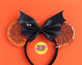 Bat Bow Mickey Ears, Goth Mickey Ears, Halloween Mouse Ears, Halloween Ears, Bat Bow Minnie Ears, Halloween Mickey Ears, Bat Wing Mouse Ears