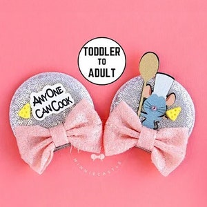 Remy Mickey Ears Hair Clips, Adult Minnie Ear Clip, Any One Can Cook Mouse Ear,  Alligator Hair Pins, Birthday gift for Friends & Mom