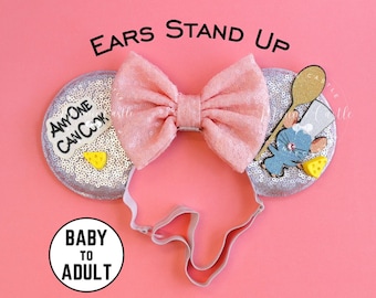 Remy Ears, Mickey Ears, Remy Mickey Ears Elastic Headband, Minnie Ears, Remy Mouse Ears, Mouse Ears Headband, Mickey Ears for Baby to Adults