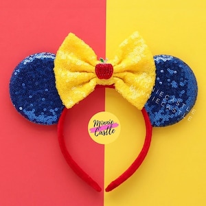 Snow Princess ears, Mickey Ears, Princess Mouse Ears, Minnie Ears, White Snow Princess Mickey ears, Mouse Ears Headband, Characters Ears