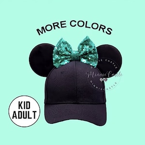 Mickey Ears Hat, Mickey Ears Baseball Cap, Minnie Ears Hat with Bow, Mickey Ears Baseball Cap, Mouse Ears  Adults and Kids, Minnie Ears Hat