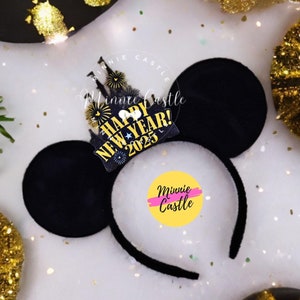 2026 Mouse Ears for Boys, New Years Eve Mickey Ears, Happy New Year Party, Mouse Ear Headband, Magic World Castle Headband for Boys and Men