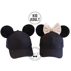 Mickey Ears Hat, Mickey Ears Baseball Cap, Minnie Ears Hat with Bow, Mickey Ears Baseball Hat, Mouse Ears Adults and Kids, Minnie Ears Hat