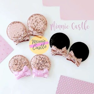 Minnie Ohren Haarclips, Mickey Ohrclips, Minnie Ohren Haarclip, Kinder Minnie Ohrenclips, rose gold pink, Kleinkinder, Mädchen,