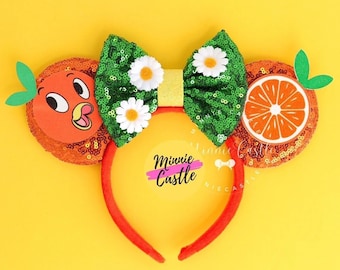 Orange Citrus Bird Ears, Mickey Ears, Garden Orange Mouse Ears, Minnie Ears, Mouse Ears Headband, Orange Citrus Bird Mickey Ears