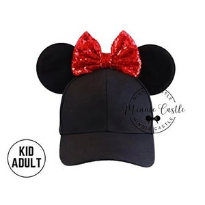 Mickey Ears Hat, Mickey Ears Baseball Cap, Minnie Ears Hat with Bow, Mickey Ears Baseball Hat, Mouse Ears  Adults and Kids, Minnie Ears Hat