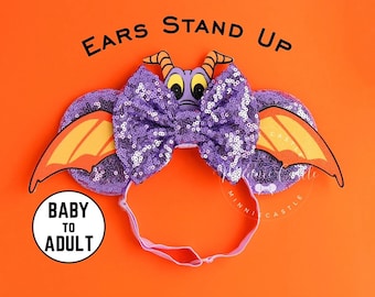 Figmt Ears, Mickey Ears, Minnie Ears, Dragon Mouse Ears, Dragon Mickey Ears, Minnie Ears, Mouse Ears with Elastic Headband, Characters Ears