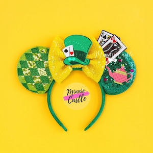 Mad Hat Mickey Ears, Hatter Mouse Ears, Alice Minnie Ears, Girl Mickey Ears, Characters Headband for Adults and Kids, Birthday Gifts
