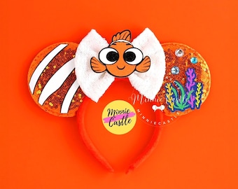 Nemo Ears, Nemo Mickey Ears, Finding Fish Mouse Ears, Minnie ears, Dory Minnie Ears, Nemo Ears, Mouse ears headband, Mickey Ears