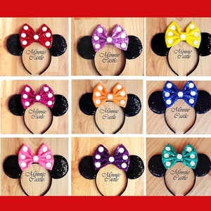 Mouse Ears Polka Dot Bow Sequin Headband Minnie Mickey Ears Kids & Adults