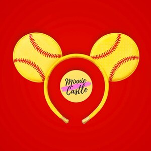 Softball Team Spirit Mouse Ears No Bow | Game Day Headband | Family Tournament Outfit| Sports Fan Gift | Boy Men Kids Adults