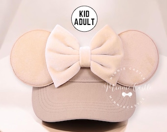 Beige Mouse Ears Visor: Custom Color Mickey Sun Cap, Suede Ears By Minnie Castle