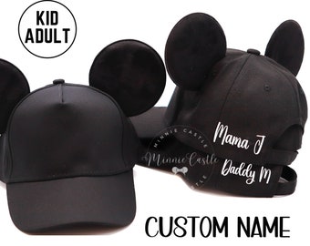 Personalized Mickey Hat, Mickey Ears, Personalized Mouse Ears Baseball Cap, Minnie Ears Hat with Name, Custom Mickey Hat Ears Adults & Kids