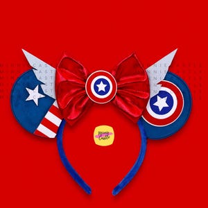 Captain USA Mouse Ears, Mickey Ears, Super Hero Mickey Ears, Minnie Ears, Mouse Ears Headband, Characters Ears, Mouse Ears for Adults & Kids