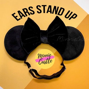 Mickey Ears for Adults, Women Mouse Ears, Black Velvet Mickey Ears, Minnie Ears, Mouse Ears with Elastic Headband, Mickey Ears, Mickey Ears