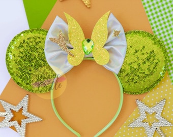 Tinker Fairy Bell Mickey Ear, Princess Minnie Ears, Mickey Ears, Minnie Ears, Yellow and Green Ears, Mouse Ears Headband, Characters Ears