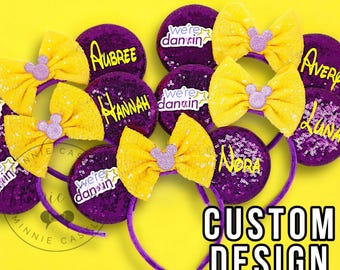 Custom Group Mouse Ears, Logo Mickey Ears, Cheer Team Minnie Ears, Bulk Orders with Names, Personalized Nationals Headband for Events