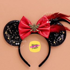 Pirates Ears, Mickey Ears, Pirates Mickey Ears, Caribbean Mouse Ears, Minnie Ears, Captain Hook Minnie Ears headband, Characters Ears