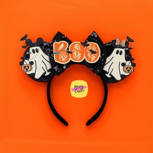 Ghost Mickey Ears, Halloween Minnie Ears, Mickey Ears, Orange Black Boo Ears, Bats & Pumpkins, Mouse Ears Headband for Kids and Adults
