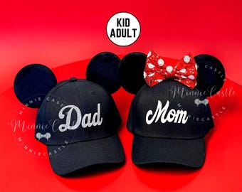 Custom Mickey Ears Hat, Mom & Dad Mouse Ears Hat, Personalized Minnie Ears Hat for Kids and Adults