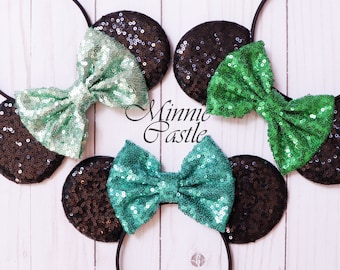 Mouse Ears Teal Mint Green Headband Mickey Minnie Sequin Ears Kids & Adults
