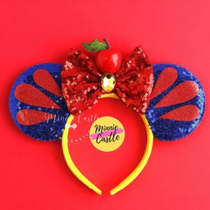 Snow Princess ears, Mickey Ears, Princess Mouse Ears, Minnie Ears, White Snow Princess Mickey ears, Mouse Ears Headband, Characters Ears