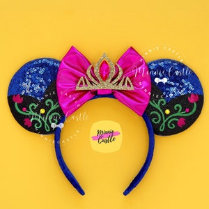 Anna Mouse ears, Mickey Ears, Ice Queen Minnie ears, Princess Mouse Ears, Costume Mouse Ears Headband, Characters Ears for adults and Kids