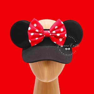 Mickey Visor, Minnie Ears Visor, Mickey Ears, Red and White Polka Dots Mouse Ears Visor, Non Glitter Mickey Visor, Mickey Ears Hat, Visor