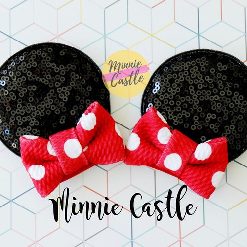 Minnie Mouse Hair Clip Ears Minnie Ear Clips Minnie Ears Etsy