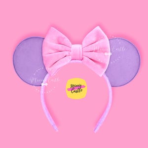 Lavender & Pink Mouse Ears, Daisy Mickey Ears, Custom Color Minnie Ears, Duck Characters Ears, Velvet Bow Headband for Kids and Adults