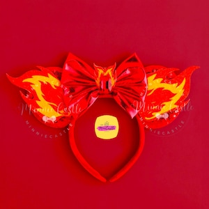 Fire Element Flame Mouse Ears | Red Sequin Headband | Kids Adults Theme Park Vacation Gift