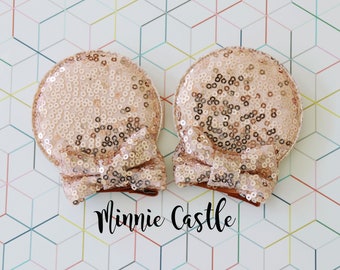 Pinzas para el cabello con orejas de Mickey, pinzas para orejas de Minnie, pinza para el cabello con orejas de Minnie en oro rosa, orejas de Mickey en oro rosa, pinza para el cabello con orejas de ratón para niños