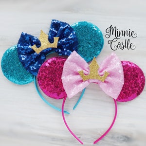 Aurora Mouse Ears, Mickey Ears, Aurora Mickey Ears, Sleeping Princess Ears,l, Minnie Ears, Mouse Ears Headband, Princess Crown Ears